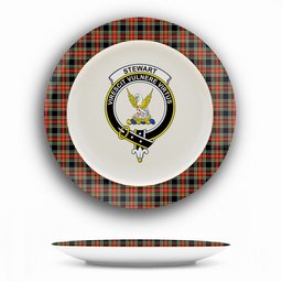 ScotsTee Shop Scottish Stewart High Stewards (Stewart Black) Crest Tartan Ceramic Plate