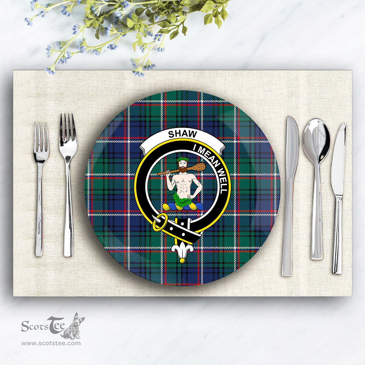 ScotsTee Shop Scottish Shaw of Carolina Modern Crest Tartan Ceramic Plate