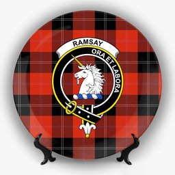ScotsTee Shop Scottish Ramsay of Dalhousie (Ramsay Red) Ancient Crest Tartan Ceramic Plate