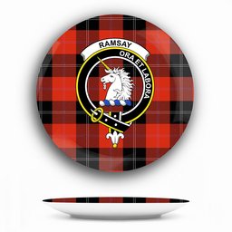 ScotsTee Shop Scottish Ramsay of Dalhousie (Ramsay Red) Ancient Crest Tartan Ceramic Plate