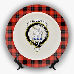 ScotsTee Shop Scottish Ramsay of Dalhousie (Ramsay Red) Ancient Crest Tartan Ceramic Plate