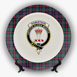 ScotsTee Shop Scottish Robertson of Struan Modern Crest Tartan Ceramic Plate