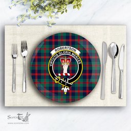 ScotsTee Shop Scottish Robertson of Struan Modern Crest Tartan Ceramic Plate