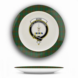 ScotsTee Shop Scottish Shaw of Tordarroch Green Hunting Crest Tartan Ceramic Plate