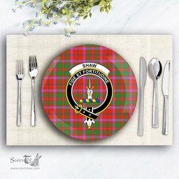 ScotsTee Shop Scottish Shaw of Tordarroch Ancient Crest Tartan Ceramic Plate