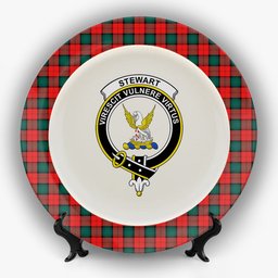 ScotsTee Shop Scottish Stewart of Atholl Modern Crest Tartan Ceramic Plate