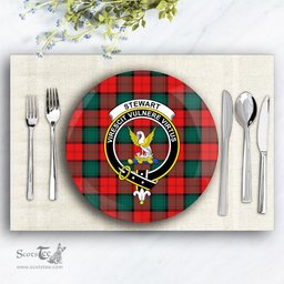 ScotsTee Shop Scottish Stewart of Atholl Modern Crest Tartan Ceramic Plate