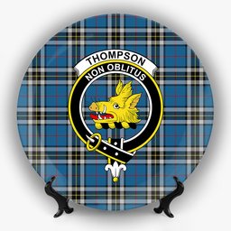 ScotsTee Shop Scottish Thompson Society Dress Blue Crest Tartan Ceramic Plate