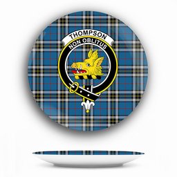 ScotsTee Shop Scottish Thompson Society Dress Blue Crest Tartan Ceramic Plate