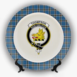 ScotsTee Shop Scottish Thompson Society Dress Blue Crest Tartan Ceramic Plate