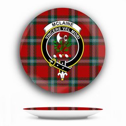 ScotsTee Shop Scottish McLaine of Loch Buie Crest Tartan Ceramic Plate