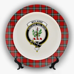 ScotsTee Shop Scottish McLaine of Loch Buie Crest Tartan Ceramic Plate