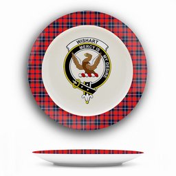 ScotsTee Shop Scottish Wishart Dress Modern Crest Tartan Ceramic Plate