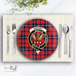 ScotsTee Shop Scottish Wishart Dress Modern Crest Tartan Ceramic Plate