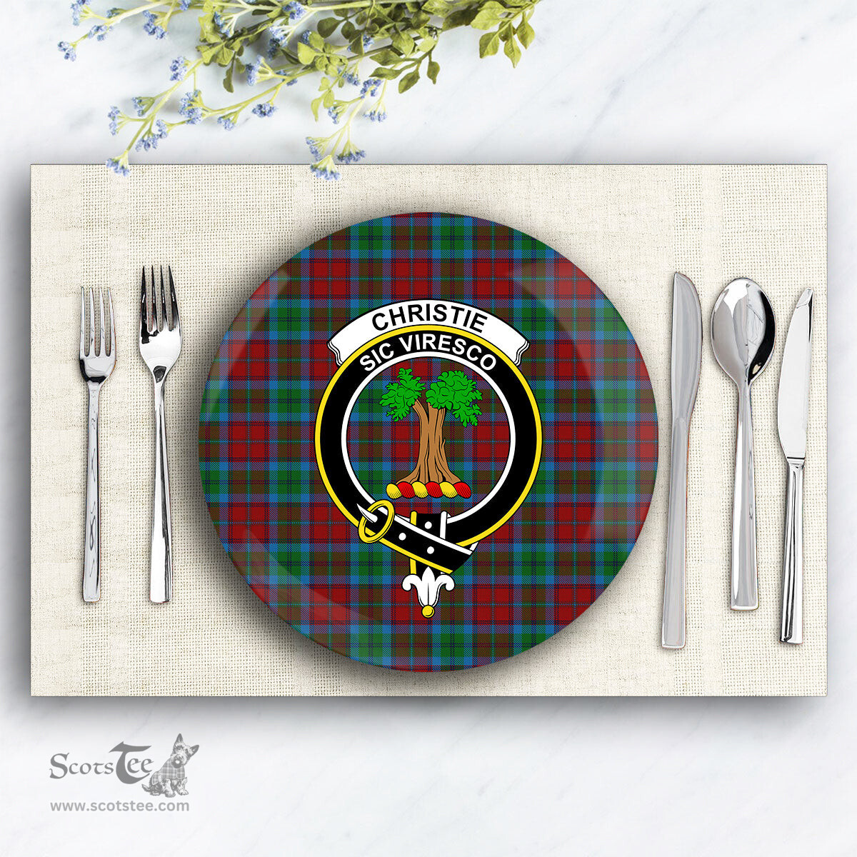 ScotsTee Shop Scottish Christie, Keith & Family Crest Tartan Ceramic Plate