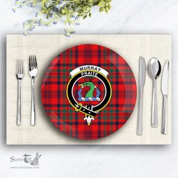 ScotsTee Shop Scottish Murray of Tullibardine Modern Crest Tartan Ceramic Plate
