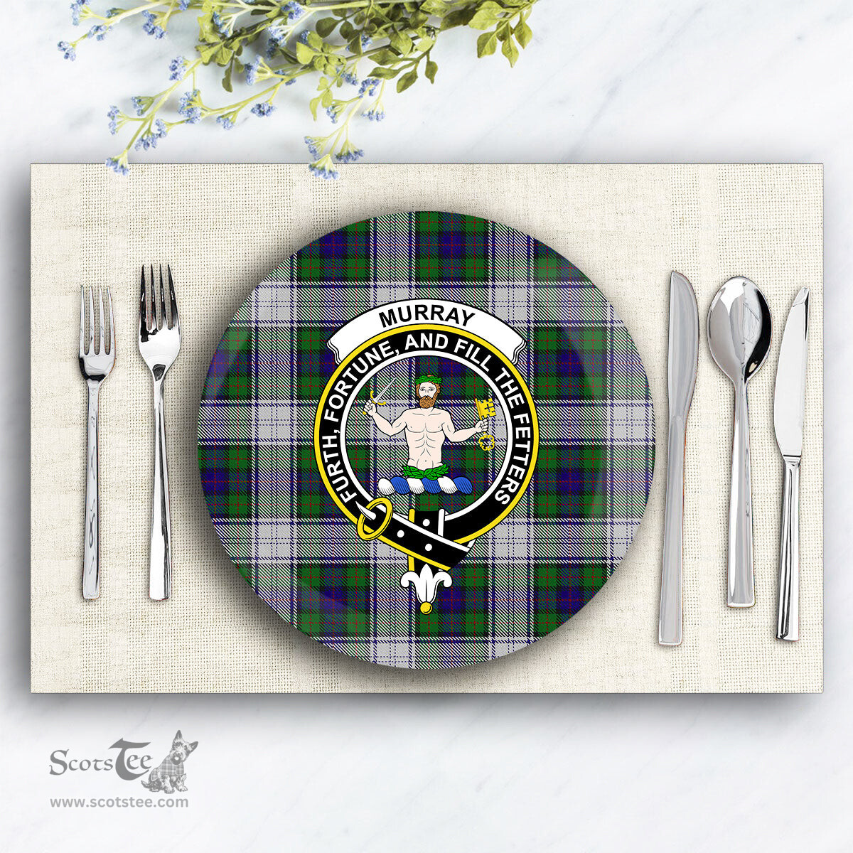 ScotsTee Shop Scottish Murray of Atholl Dress Crest Tartan Ceramic Plate