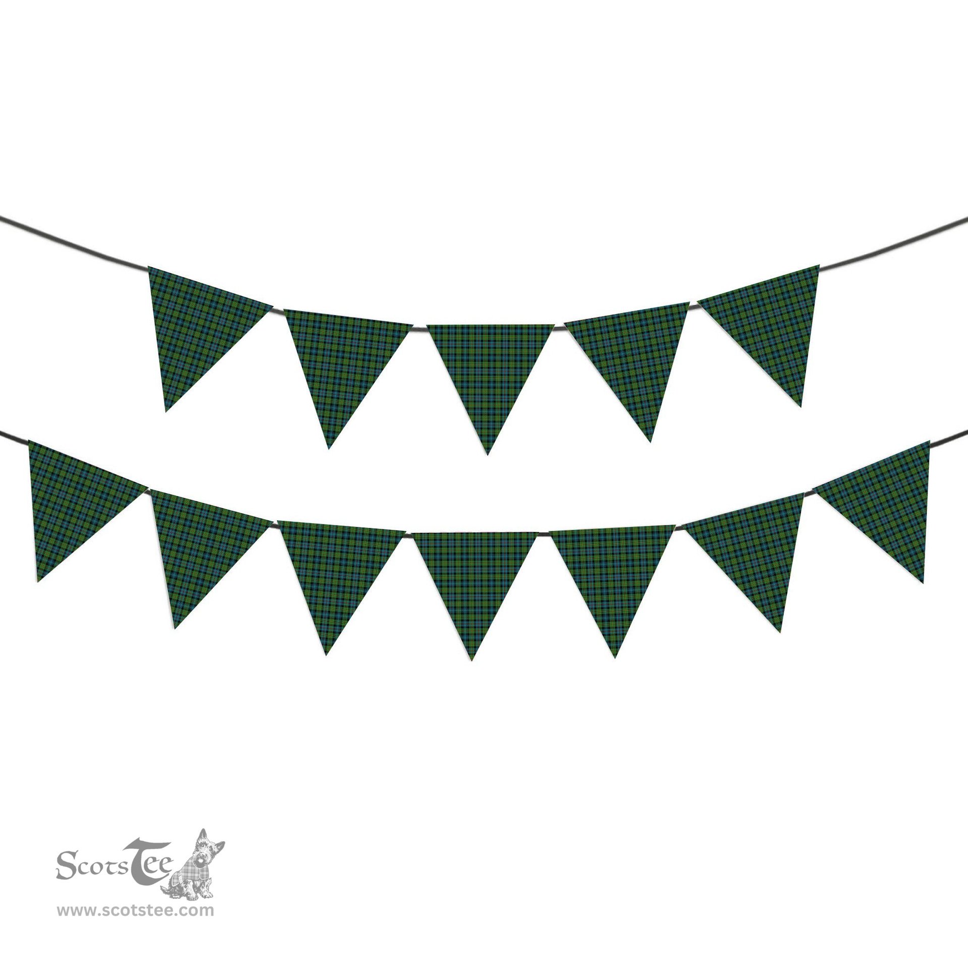 ScotsTee Shop Scottish Baillie Ancient Tartan Triangle Flags Tartan Bunting, Pennants (12pcs)