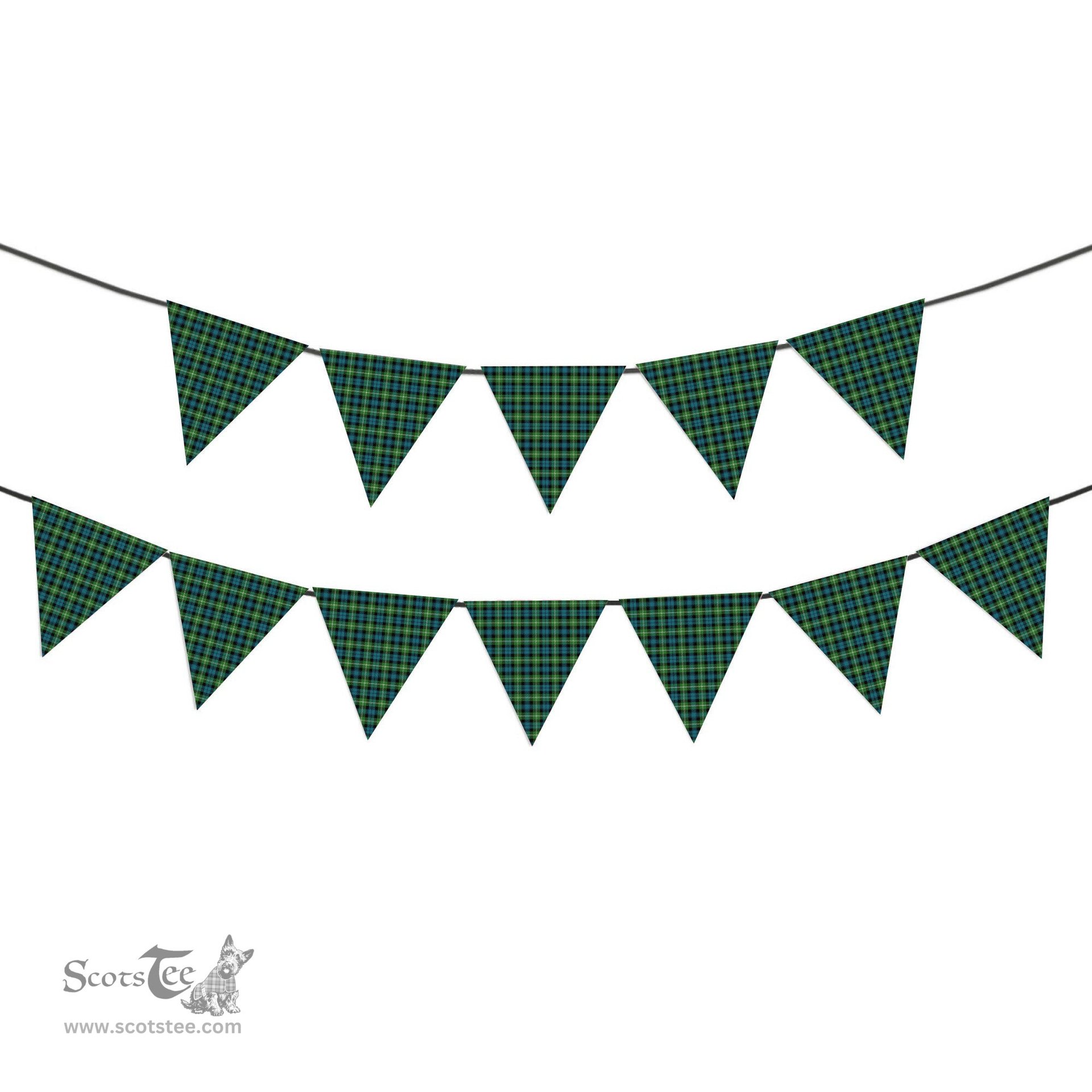 ScotsTee Shop Scottish Baillie of Polkemmet Ancient Tartan Triangle Flags Tartan Bunting, Pennants (12pcs)