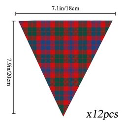 ScotsTee Shop Scottish Black Watch Pipe Band Modern Tartan Triangle Flags Tartan Bunting, Pennants (12pcs)