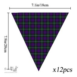 ScotsTee Shop Scottish Baillie Highland Society Tartan Triangle Flags Tartan Bunting, Pennants (12pcs)