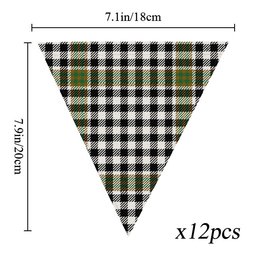 ScotsTee Shop Scottish Burns Check Ancient Tartan Triangle Flags Tartan Bunting, Pennants (12pcs)