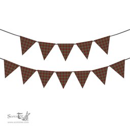 ScotsTee Shop Scottish Chattan brown stripe variation Tartan Triangle Flags Tartan Bunting, Pennants (12pcs)