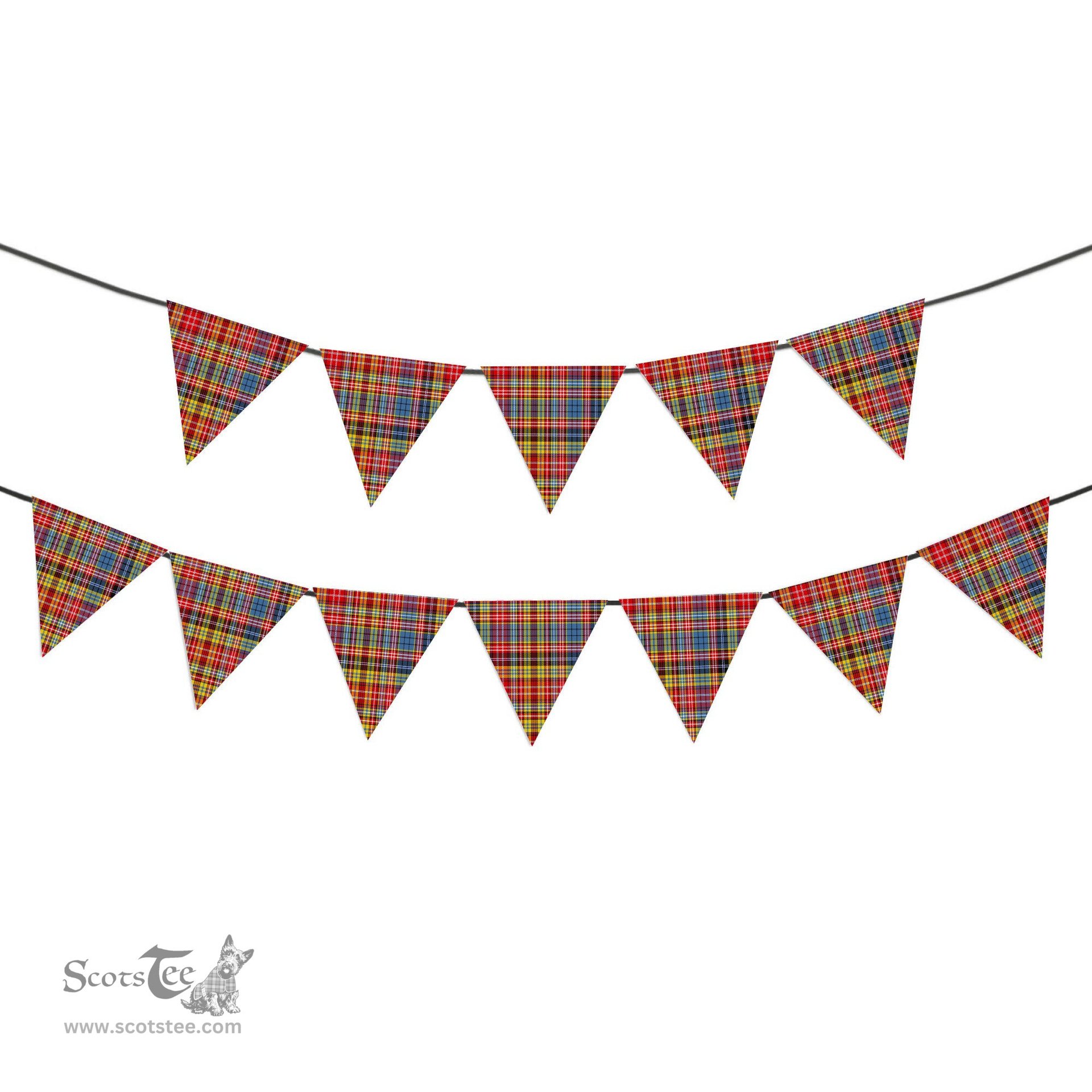 ScotsTee Shop Scottish Drummond of Strathallan Modern Tartan Triangle Flags Tartan Bunting, Pennants (12pcs)