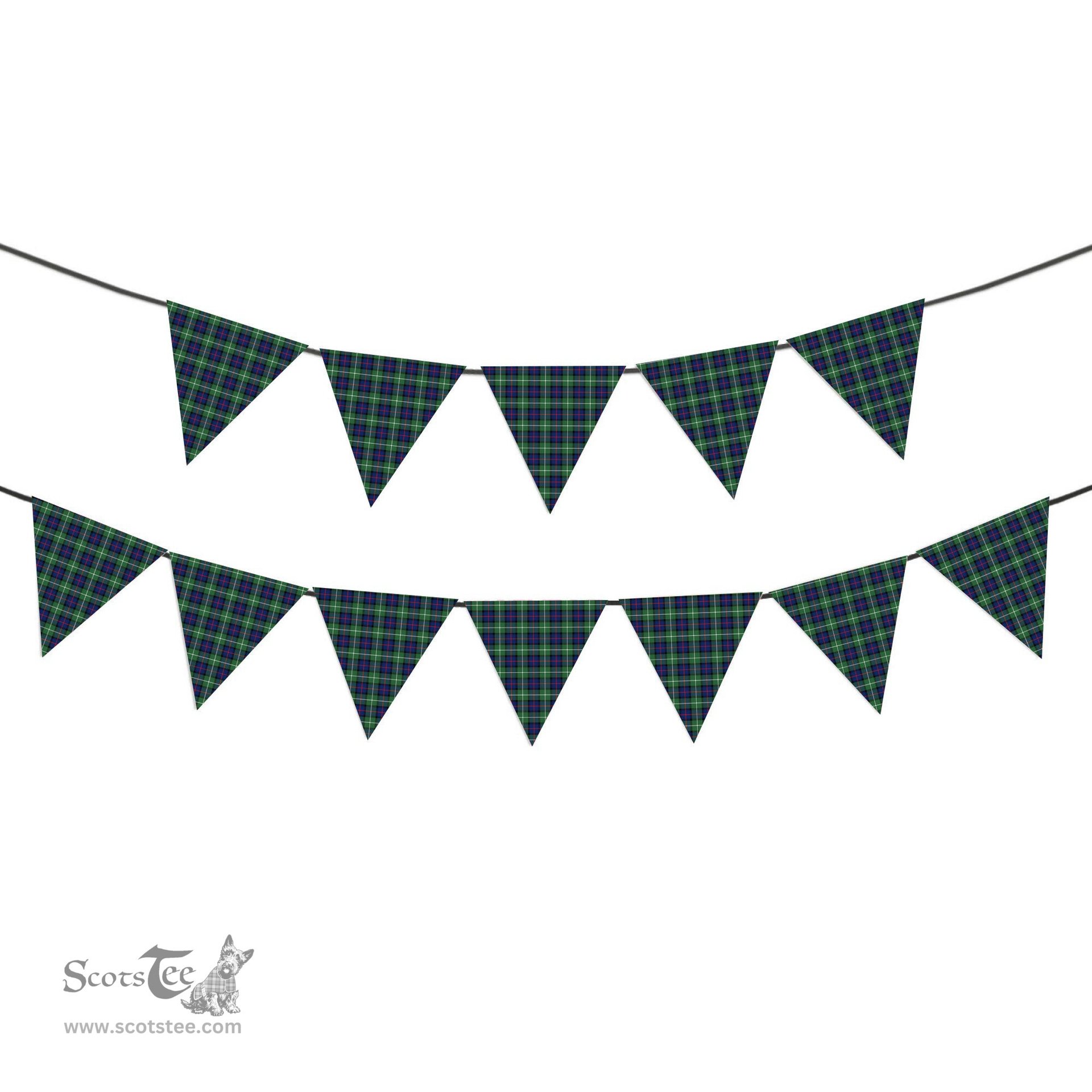 ScotsTee Shop Scottish Davidson of Tulloch Modern Tartan Triangle Flags Tartan Bunting, Pennants (12pcs)