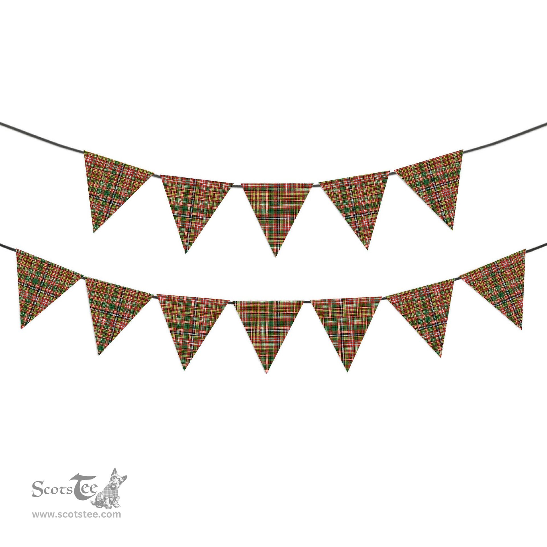 ScotsTee Shop Scottish Drummond of Strathallan  Ancient Tartan Triangle Flags Tartan Bunting, Pennants (12pcs)