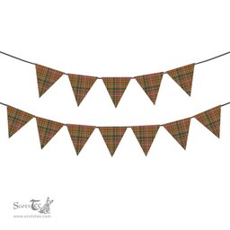 ScotsTee Shop Scottish Drummond of Strathallan  Ancient Tartan Triangle Flags Tartan Bunting, Pennants (12pcs)