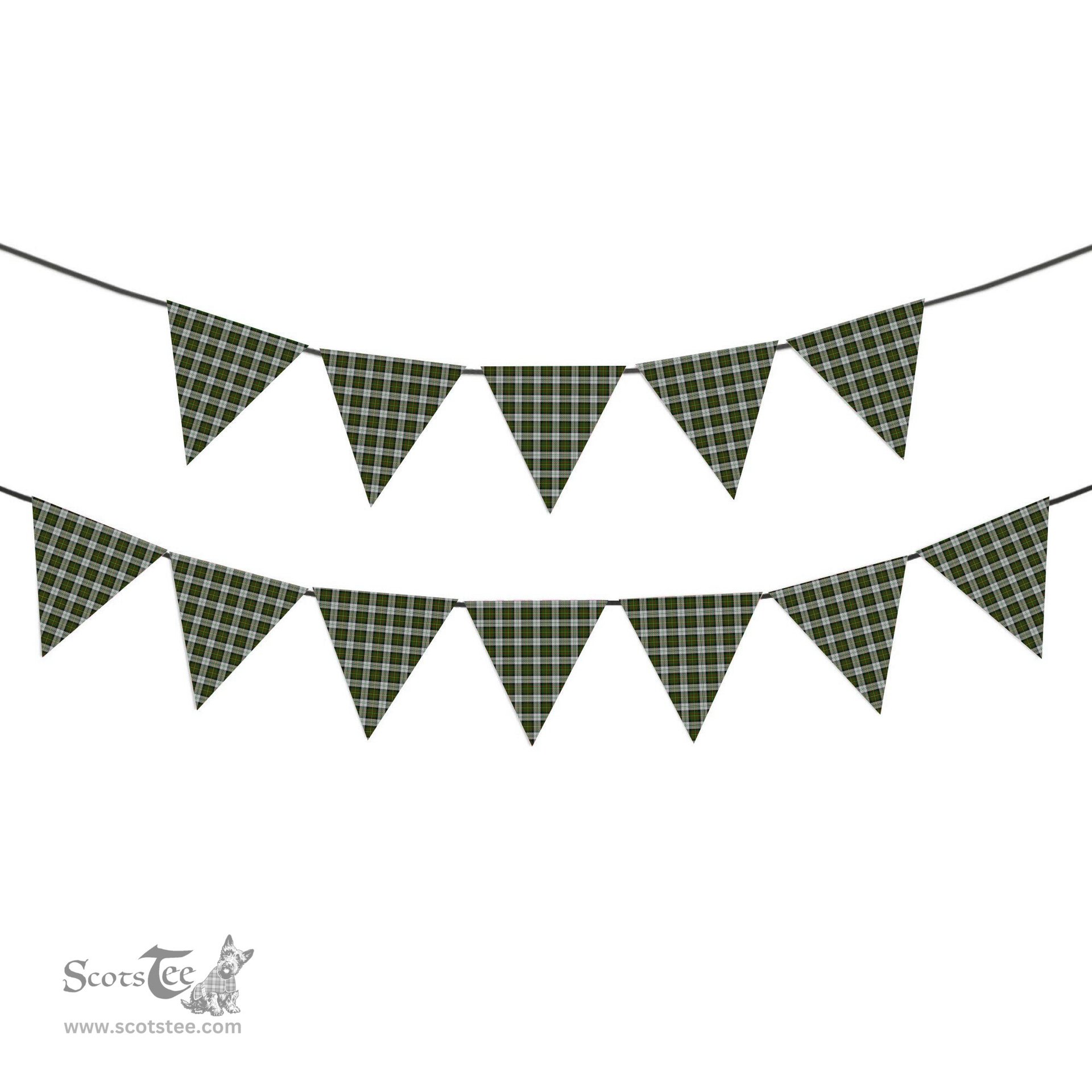ScotsTee Shop Scottish Gillies Dress Green Tartan Triangle Flags Tartan Bunting, Pennants (12pcs)