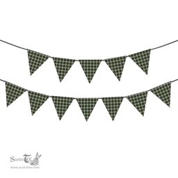 ScotsTee Shop Scottish Gillies Dress Green Tartan Triangle Flags Tartan Bunting, Pennants (12pcs)