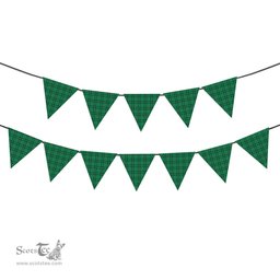 ScotsTee Shop Scottish Galloway Green Modern Tartan Triangle Flags Tartan Bunting, Pennants (12pcs)