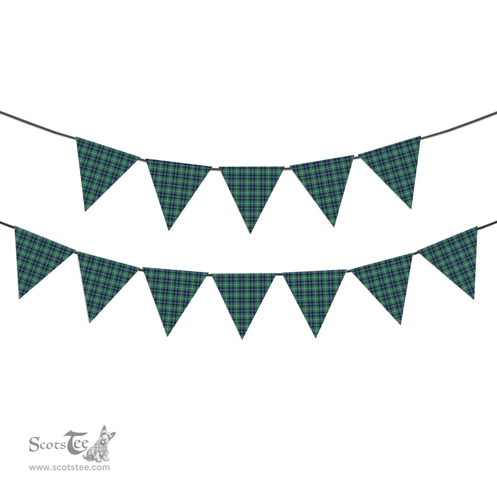 ScotsTee Shop Scottish Donald of the Isles Hunting Ancient Tartan Triangle Flags Tartan Bunting, Pennants (12pcs)