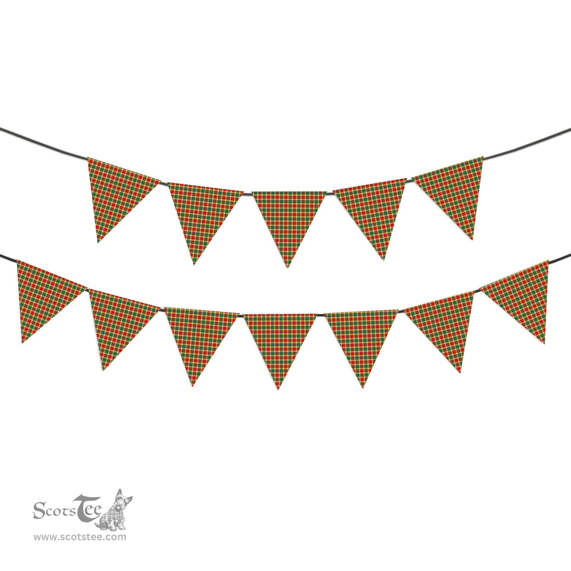 ScotsTee Shop Scottish Gibson Modern Tartan Triangle Flags Tartan Bunting, Pennants (12pcs)
