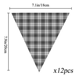 ScotsTee Shop Scottish Douglas Grey Modern Tartan Triangle Flags Tartan Bunting, Pennants (12pcs)