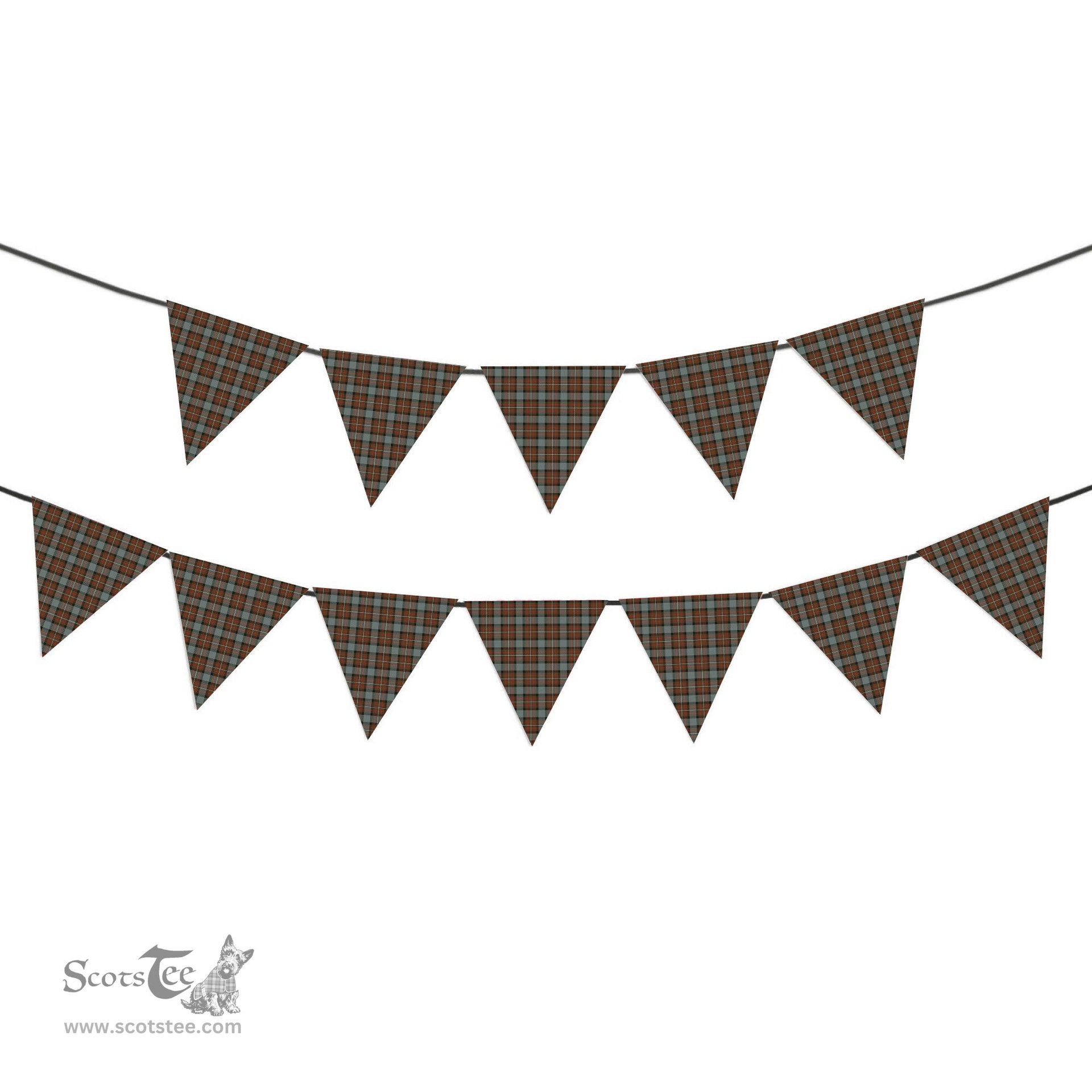 ScotsTee Shop Scottish Ferguson Weathered Tartan Triangle Flags Tartan Bunting, Pennants (12pcs)