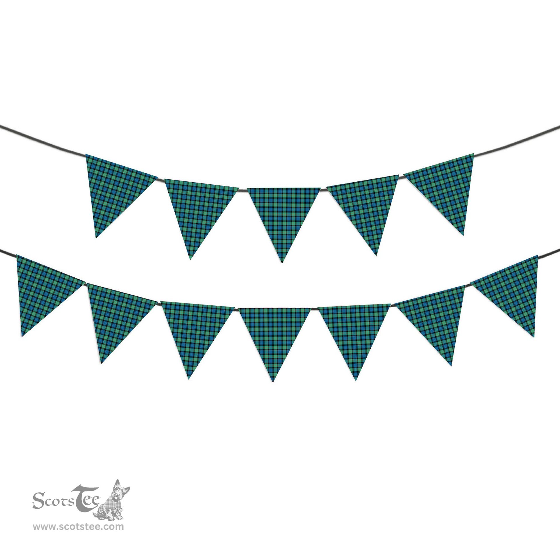 ScotsTee Shop Scottish Gunn Ancient Tartan Triangle Flags Tartan Bunting, Pennants (12pcs)