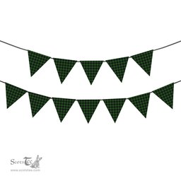 ScotsTee Shop Scottish Perry Hunting Green Tartan Triangle Flags Tartan Bunting, Pennants (12pcs)
