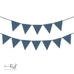 ScotsTee Shop Scottish MacThomas Blue Modern Tartan Triangle Flags Tartan Bunting, Pennants (12pcs)