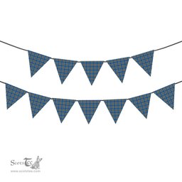 ScotsTee Shop Scottish Thompson Society Dress Blue Modern Tartan Triangle Flags Tartan Bunting, Pennants (12pcs)