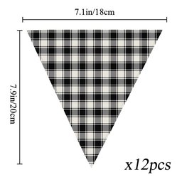 ScotsTee Shop Scottish McPhee B&W Ancient Tartan Triangle Flags Tartan Bunting, Pennants (12pcs)