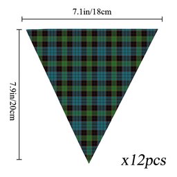 ScotsTee Shop Scottish Stewart Old Ancient Clan Tartan Triangle Flags Tartan Bunting, Pennants (12pcs)