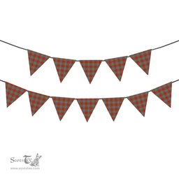 ScotsTee Shop Scottish McFarland Red Ancient Tartan Triangle Flags Tartan Bunting, Pennants (12pcs)