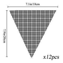 ScotsTee Shop Scottish Scott Black White Tartan Triangle Flags Tartan Bunting, Pennants (12pcs)