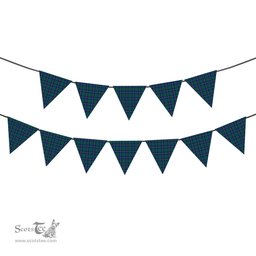 ScotsTee Shop Scottish Irvine of Bonshaw Modern Tartan Triangle Flags Tartan Bunting, Pennants (12pcs)