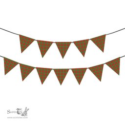 ScotsTee Shop Scottish MacDonald of Kingsburgh Modern Tartan Triangle Flags Tartan Bunting, Pennants (12pcs)