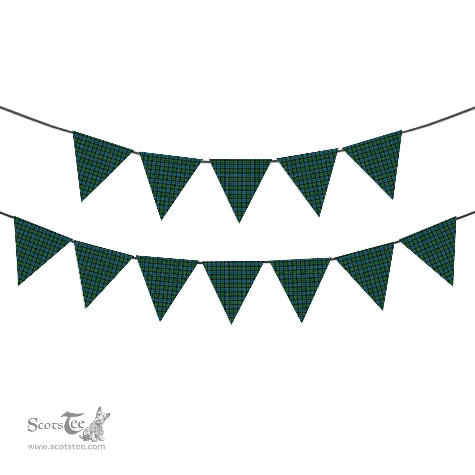 ScotsTee Shop Scottish McEwen Ancient Tartan Triangle Flags Tartan Bunting, Pennants (12pcs)