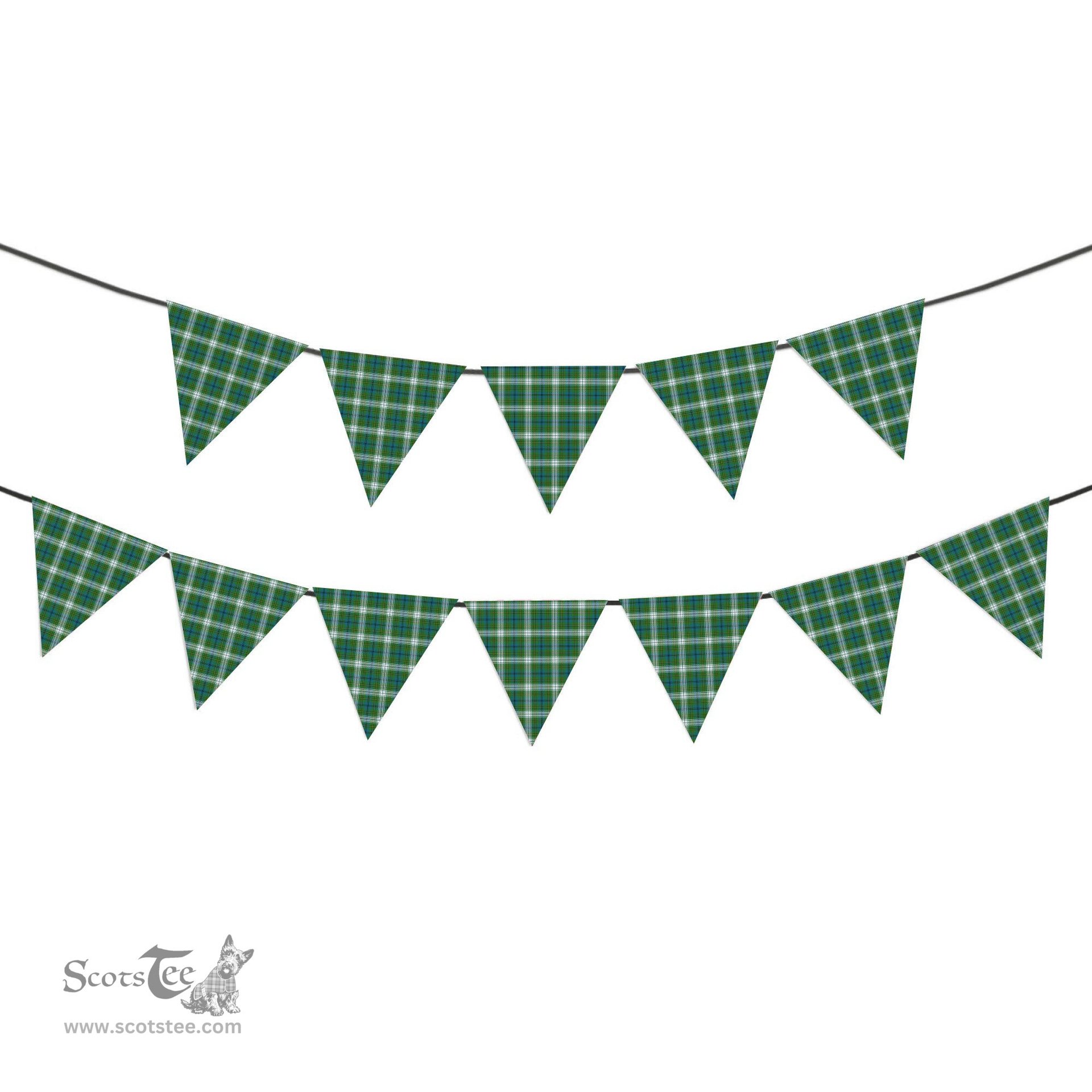 ScotsTee Shop Scottish Johnston Dress Ancient Tartan Triangle Flags Tartan Bunting, Pennants (12pcs)